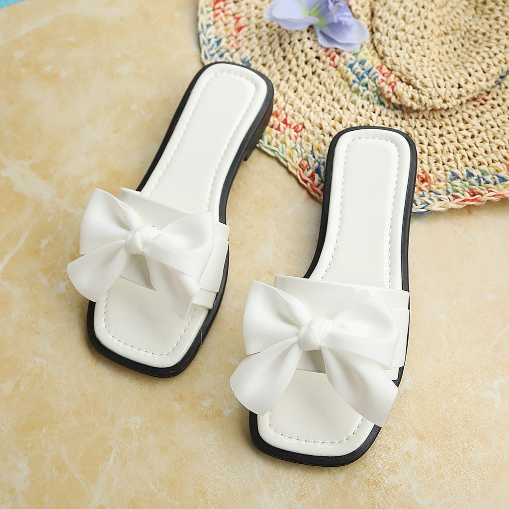 Women's Dressy Flat Sandals Comfortable Slip On Walking Slides Open Toe Casual Sandals for Women Square Toe Beach Shoes Lightweight Summer Slippers