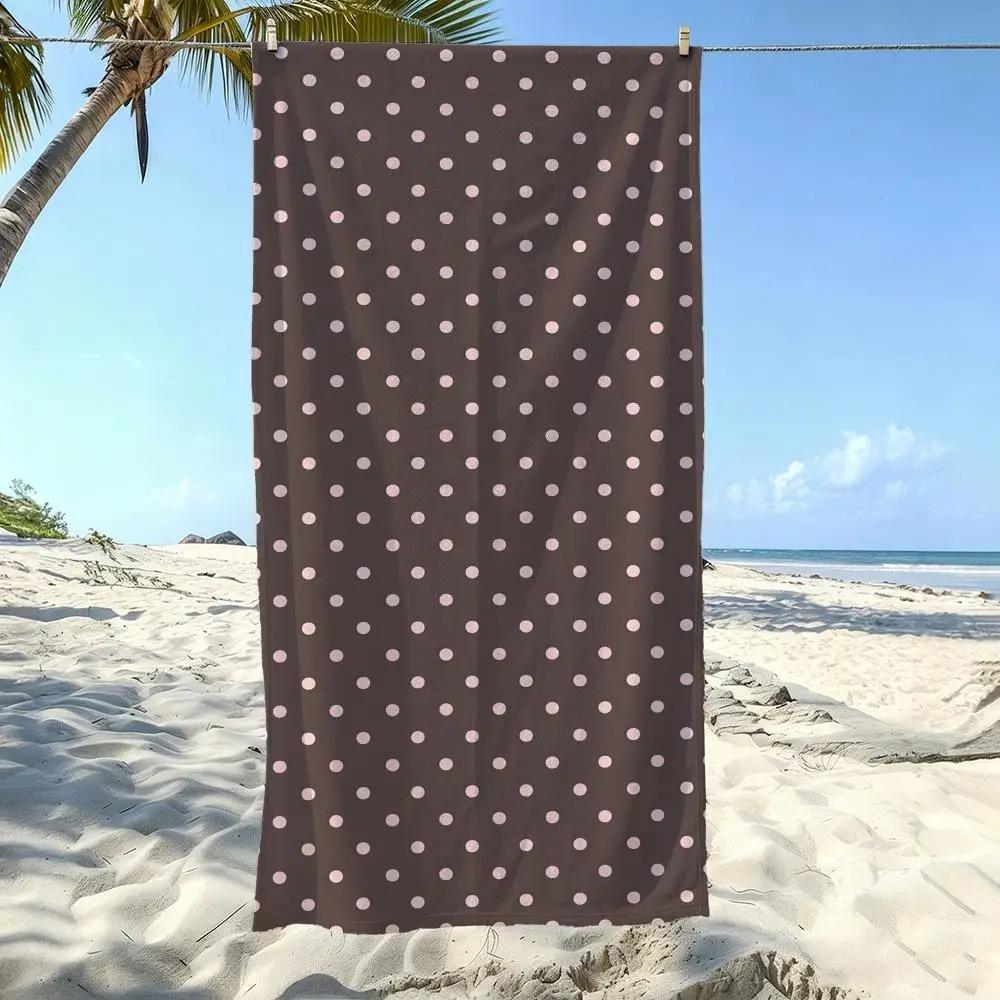 Classic Black Base Gold Polka Dot Print Microfiber Bath Towel Quick Dry Sand Resistant Beach Towel for Daily Swimming Travel Use