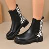Fashion Fashion Leopard Print Platform Chelsea Boots Women Slip On Plus Size Thick Sole Ankle Boots Woman Pu Leather Short Booties Mujer