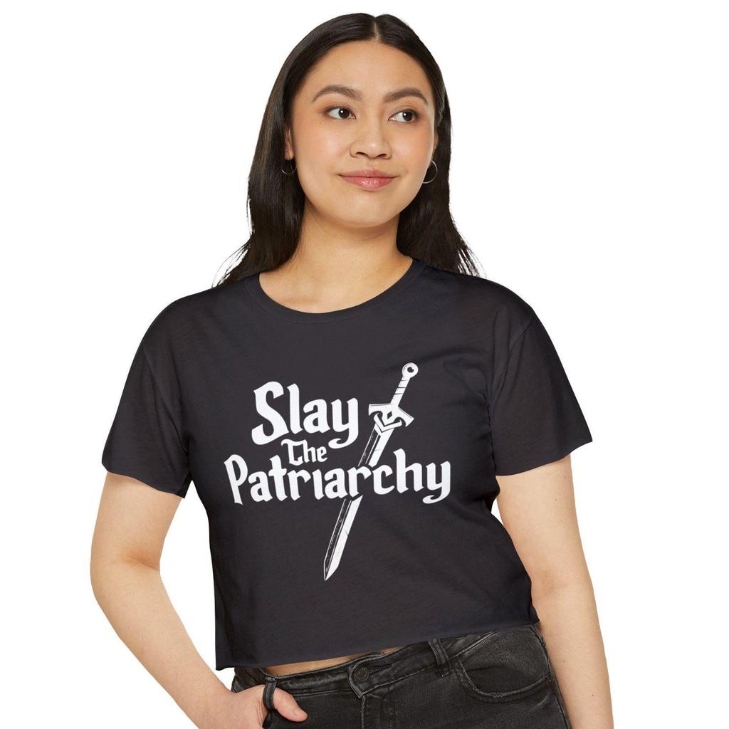 Slay The Patriarchy Festival Crop Top, Feminist Women's T-Shirt, Summer Shirt, Gifts for Activists, Concert Apparel, Protest t-shirt