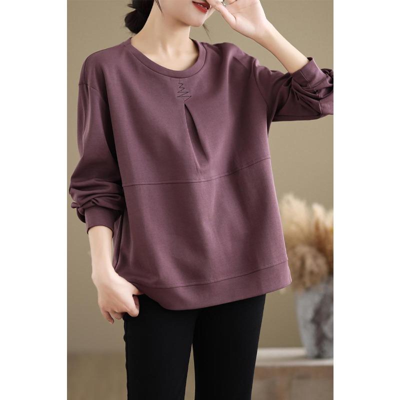 DIMANAF 2025 Autumn Plus Size T-Shirt Women Long Sleeve Pullover Hoodies Loose Tops Tees Shirt Cotton