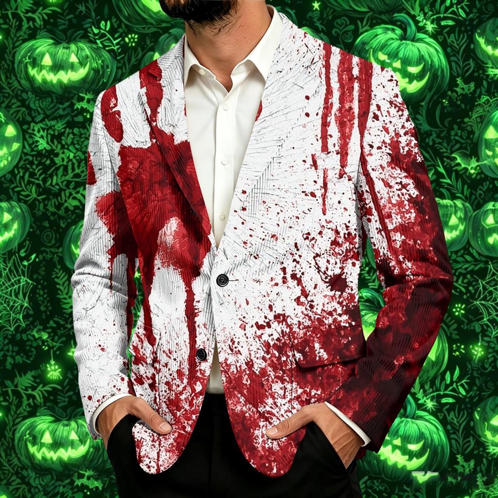 Herre Corduroy Business Casual Jakke med Halloween-trykk