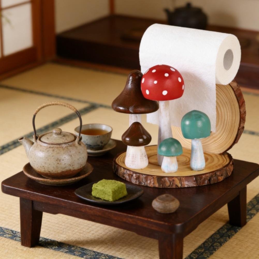 Mushroom Shaped Wooden Holder for Home Decor For FOREST Solid Wood Box Stand for Living Room Kitchen Mushroom Shaped