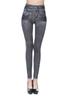 Women's Stretchy Slimming Faux Denim Cropped Leggings