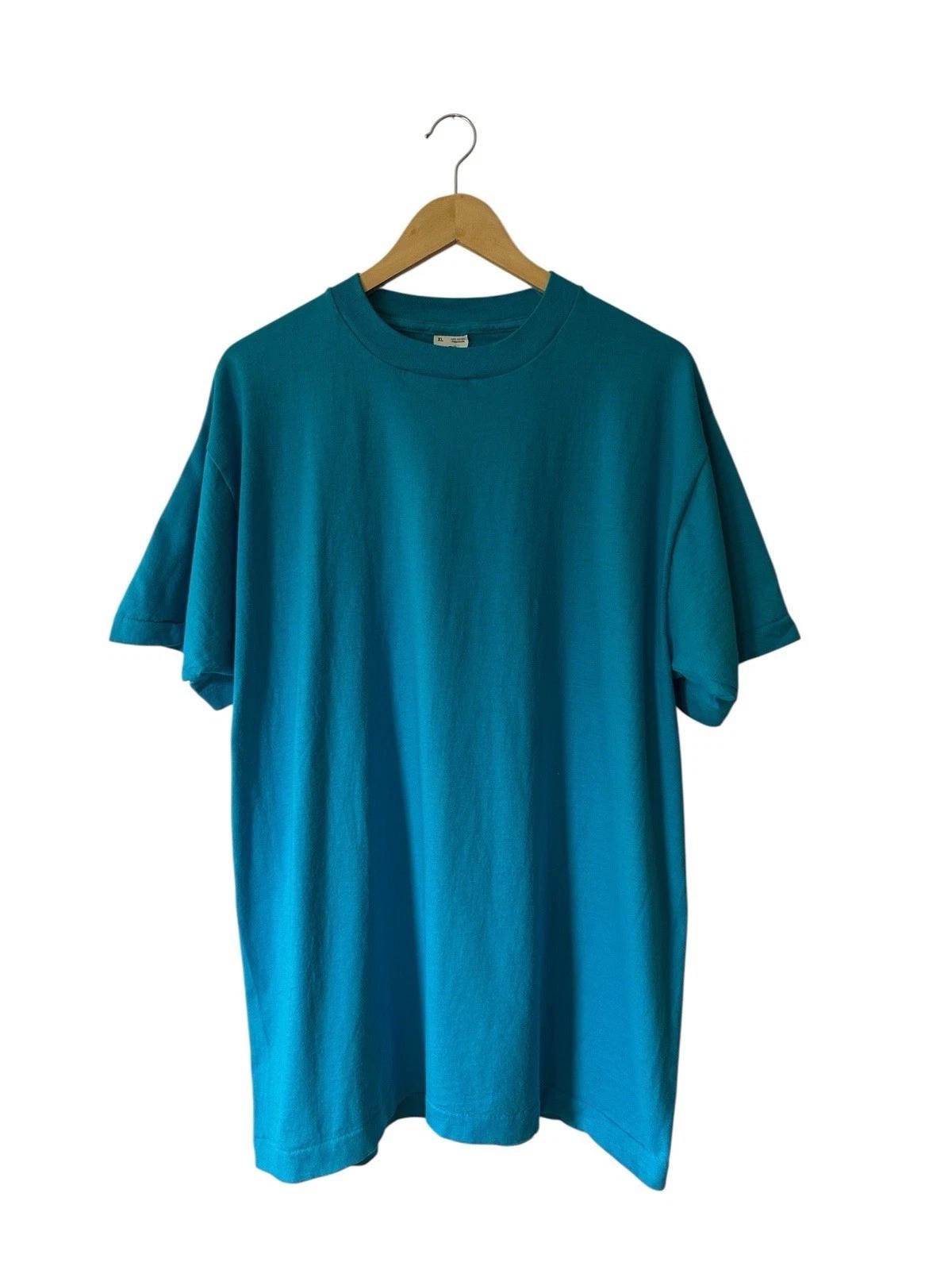 Vintage Fruit Of The Loom Blank Blue T Shirt Men’s XL USA Single Stitch 2XL