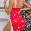 Sex Underwear V-neck Halter Sexy Lace Splicing Side Hollow Suspender Nightdress Christmas Model
