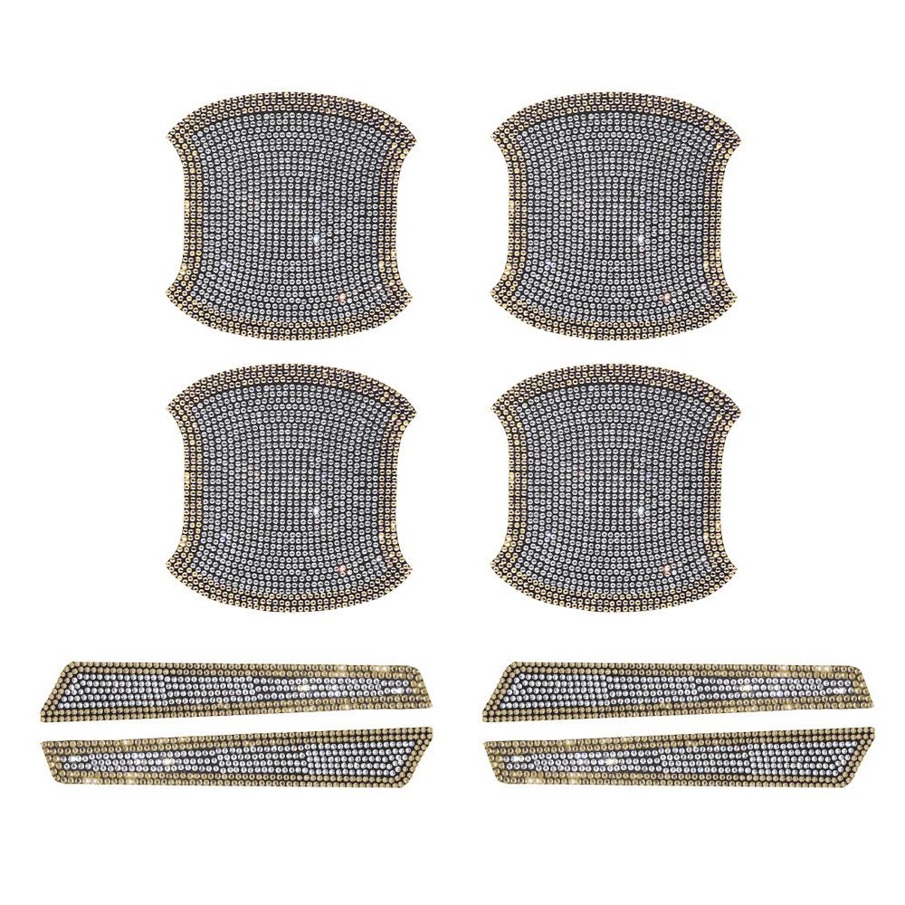 8 ks kamínkových křišťálových samolepek na dveřní misku do auta s nálepkou na kliku dveří, samolepky proti poškrábání, protikolizní proužek