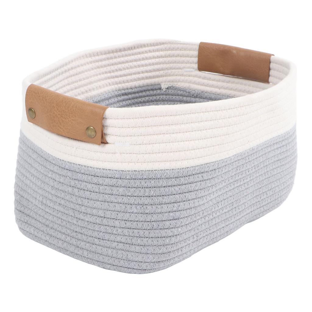 Košík z bavlněné šňůry Velká kapacita Multifunkční Pletený provazový koš na deky s uchem na prádlo