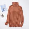 Modal Padded High Neck Long Sleeve Slimming T-Shirt with Built-in Bra for Women - Autumn/Spring.