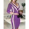 Autumn Women's Dress Fashion Geometric Pattern Wrap Dresses
