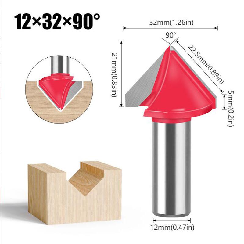 

Деревофрезерна фреза 12 мм хвостовик 1/2 дюйма V-подібна фреза для 3D гравіювання 90 120 градусів твердосплавна кінцева фреза діаметр 32 мм фреза для фрезерування деревини A золотий