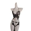 Sexy Butterfly Perspective Erotic Underwear Open Underwear Three-point Breast-free Neck Straps One-piece Suit