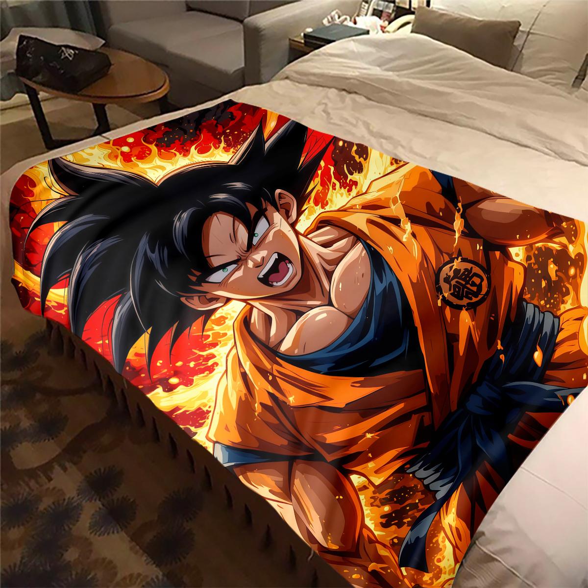 

1PC Son Goku Print Flannel Blanket, High quality All Seasons, Home Decor, Warmth and Comfort, Perfect for Christmas Gifts 80cm x 120cm