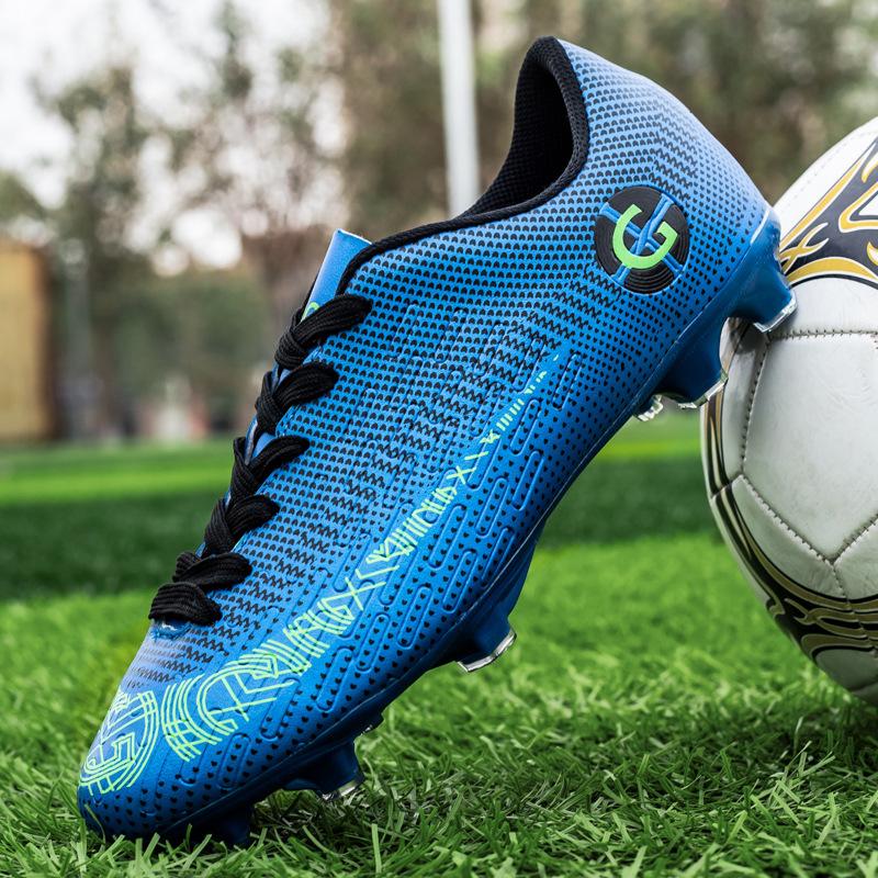 Large size high-top football shoes, men's and children's fly-woven socks, broken nails, artificial turf AG nails competition training shoes
