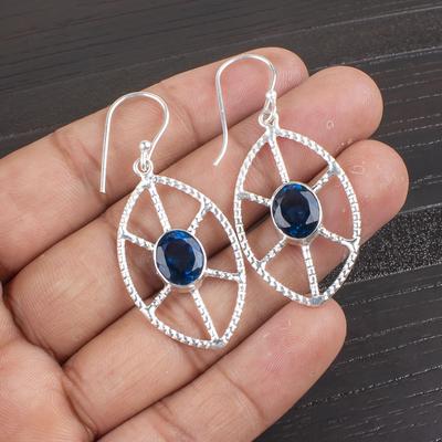 London Blue Topas Schmuck, 925 Massiv Sterlingsilber Ohrringe, Handgefertigte Wunderschöne Silberohrringe, Attraktive Topas Edelsteinohrringe Zum Verschenken