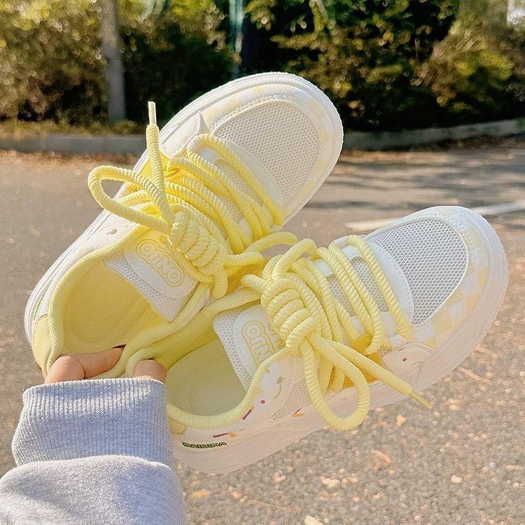 Summer women's platform bread shoes breathable mesh with skirt niche light fashion sports shoes