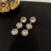 Orecchini Pendenti Fiore Nappa Ago d'Argento Diamante e Perla - Moda Francese, Lusso di Alta Gamma Design di Nicchia