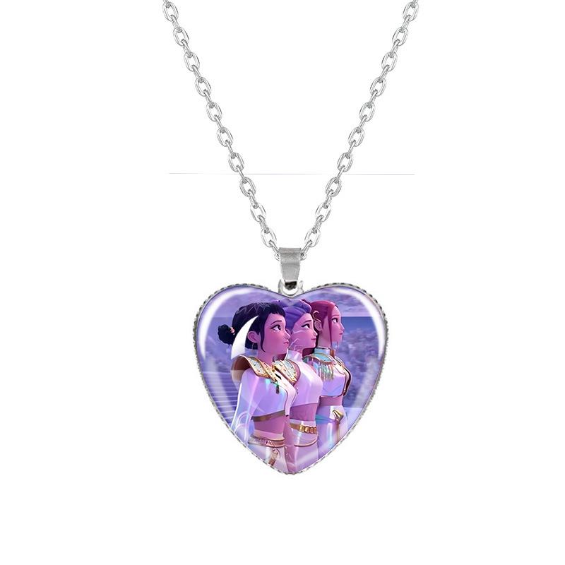 Kpop Demon Hunters Peach Heart Necklace: Anime-Inspired Jewelry for Fans