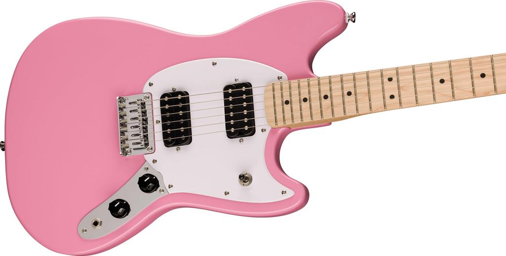 Squier by Fender Squier Electric Guitar Squier Maple White Flash Pink with Soft Case Sonic™ Mustang® HH, Fingerboard, Pickguard,