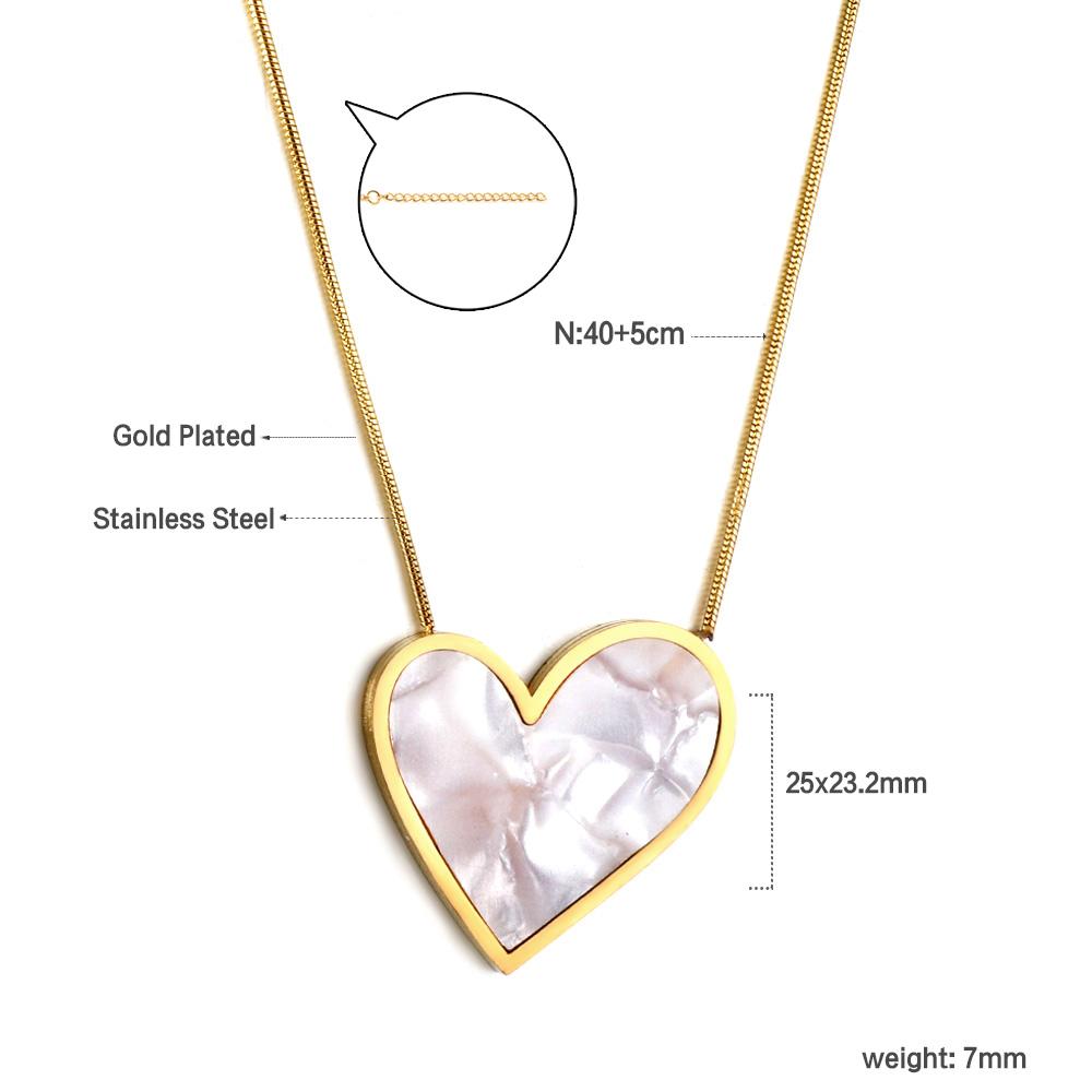 Dainty Shell Jewelry Gold Plated Necklace Women Custom Engraving Pendant Necklace Fashion 316L Stainless Steel Heart Necklaces