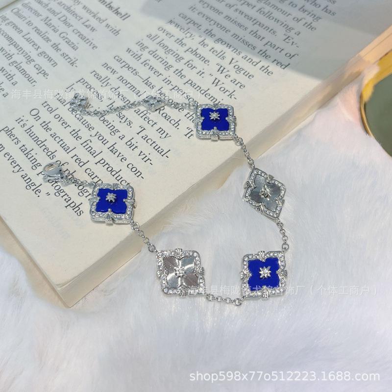 Buccellati Armband Kleeblatt Fünfblättrig Laser Diamant Doppelseitig Mädchen Retro Hof