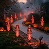 Automatic Solar Skeleton Lights Yard Stake Light, Halloween Glowing Skull Garden Decor Outdoor with Cloak, Waterproof Lawn Lamp for Haunted