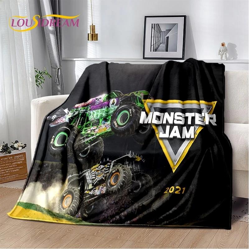 Monster Truck 3D Monster Jam Cartoon Soft Flannel Blanket for Bed Bedroom Sofa Picnic,Throw Blanket for Outdoor Leisure Nap Gift