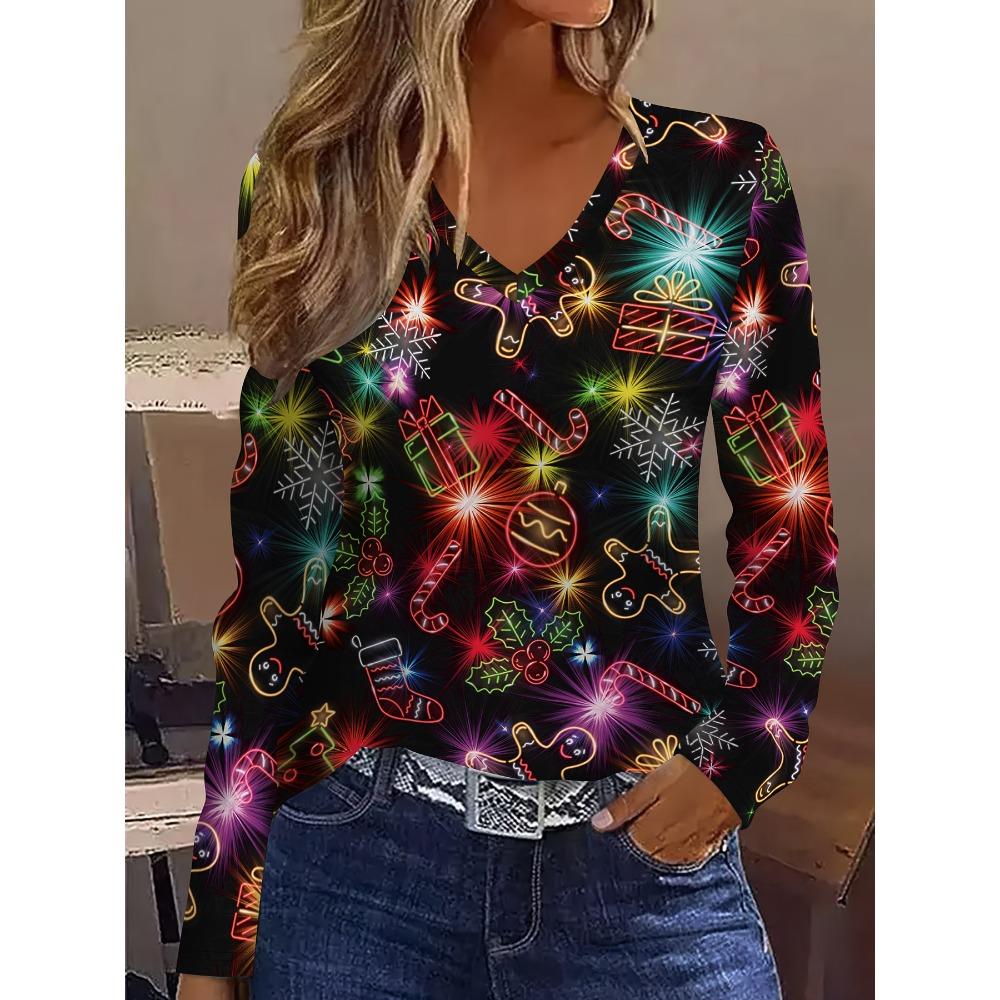 Simple Casual Fashion Elegant V-neck Long-sleeved T-shirt, Casual Fashion Long-sleeved Sports Shirt