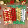 12/24 st Julrosett Röd Guld Mini Julgrans Rosett Hänge Prydnader för Hemdekoration Navidad Nyårsfest DIY Gåvor