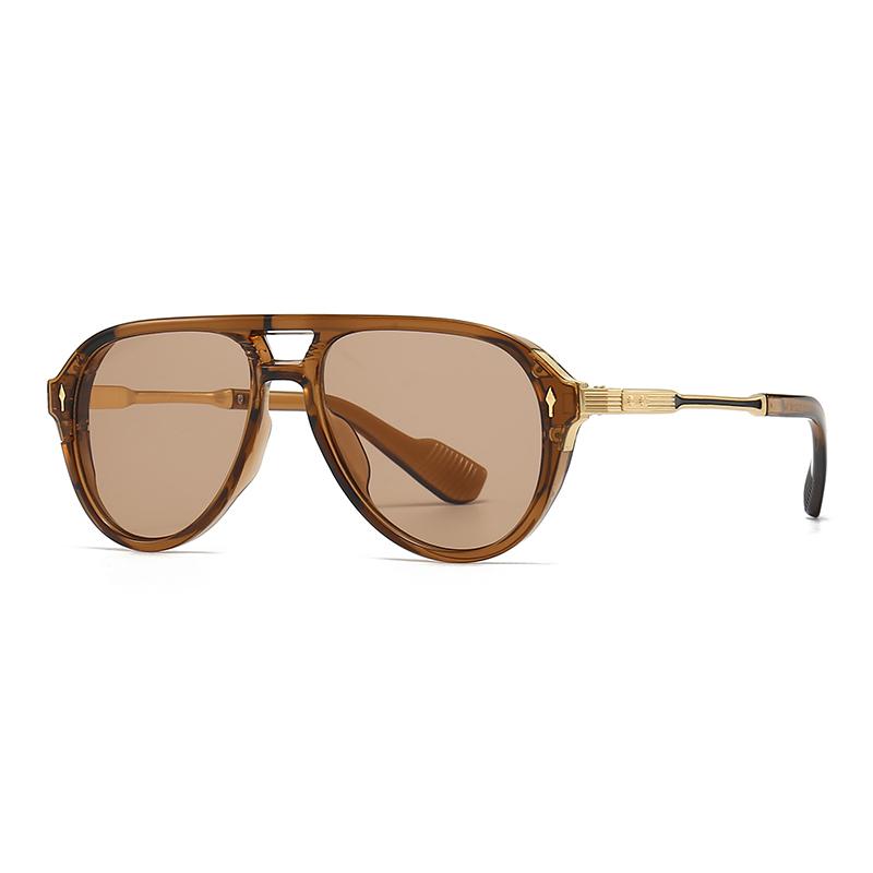 New European American Mens Aviator Sunglasses Retro Double Brorgon Square Frame UV Protection Fashion Eyewear
