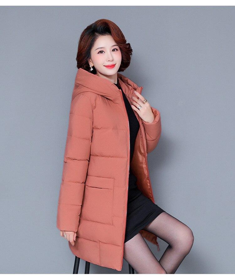 M-5XL Jachetă căptușită cu puf pentru mamă de vârstă mijlocie, cu glugă, parkas din bumbac, cu glugă, călduroasă, pentru femei, doudoune femme