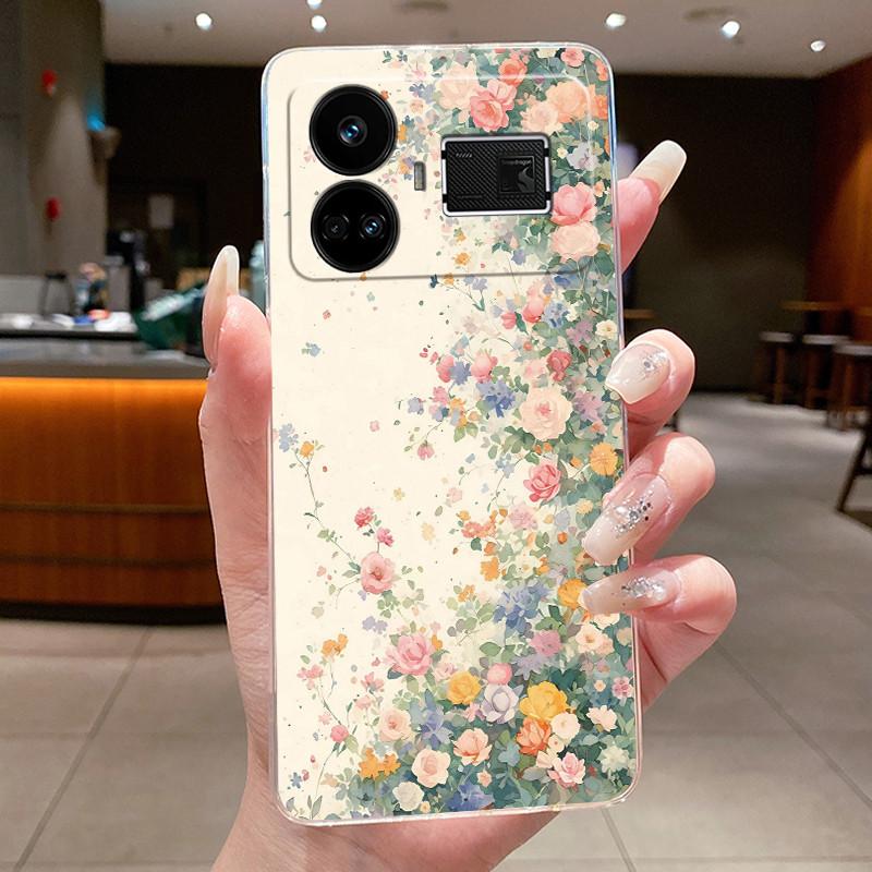 Case For OPPO Realme GT5 240W Flower Butterfly Protective Casing For Realme GT 5 240W Transparent Soft Silicone TPU Phone Cover