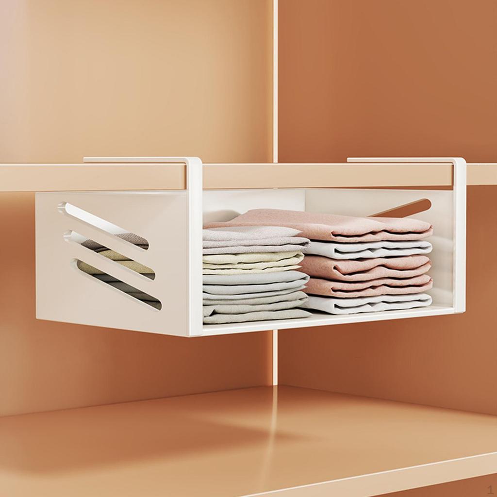 Carbon Steel Under Shelf Closet Organizer Basket, Hanging Holder for Cabinet, Desk, Kitchen, Home,