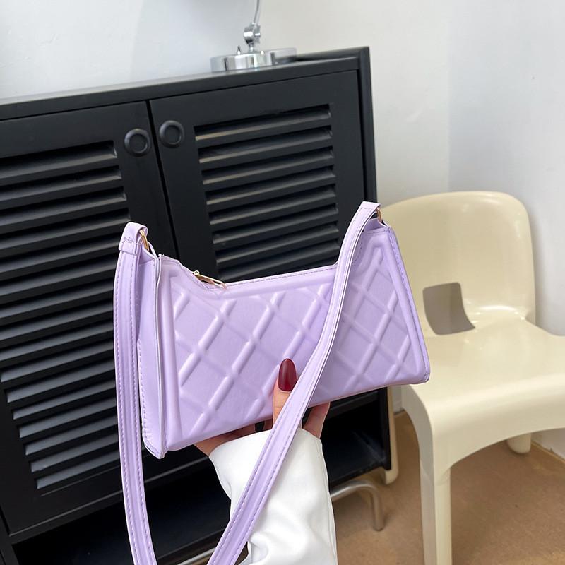 Модная вместительная женская модная сумка через плечо из ПУ Черная Белая Розовая Желтая Фиолетовая Для Повседневного Использования фиолетовый