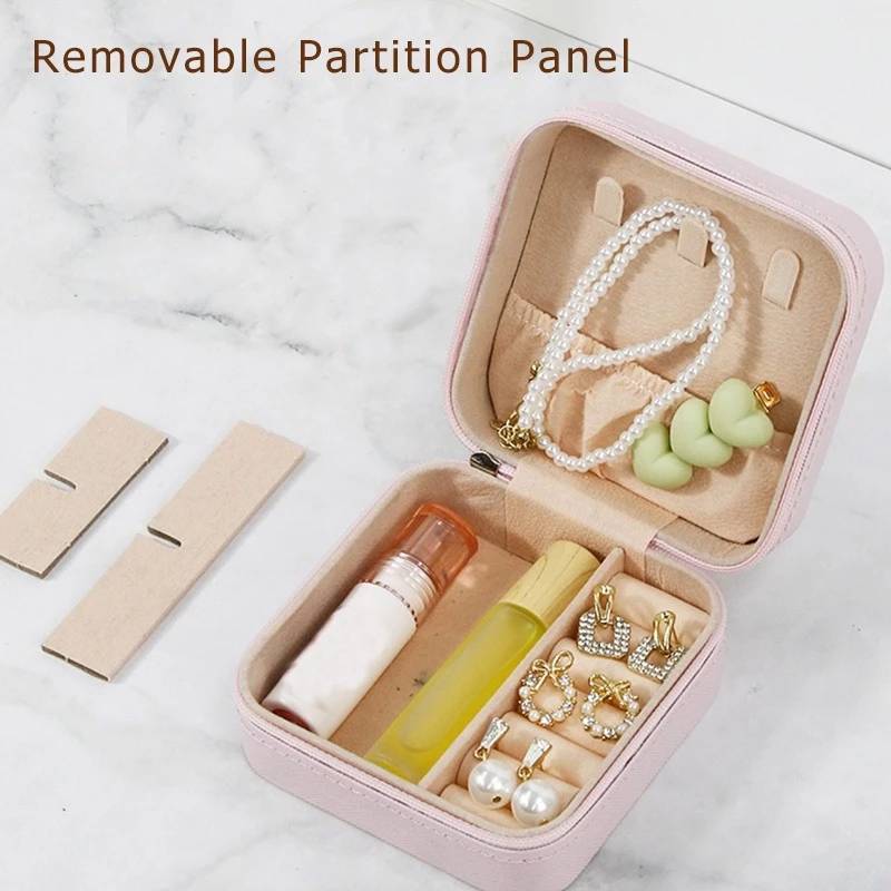 Jewelry Organizer Box With Leather Material For Earrings And Rings Storage