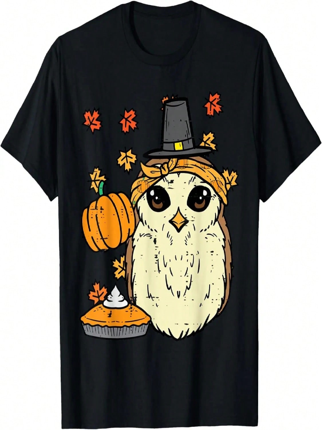 Thanksgiving Owl Pilgrim Cute Fall Autumn Women Girls Kids T-Shirt S разноцветный