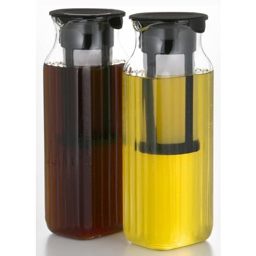 iwaki Heat-Resistant Glass Coffee Server, Cold Brew Coffee & Tea, Square Server, 1.0L, with Filter, T296KF2-BK