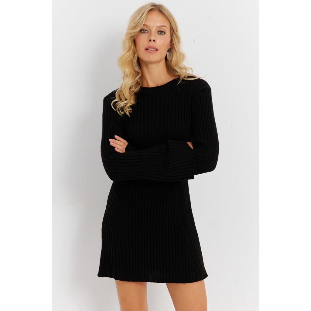 Women's Burgundy Spanish Sleeve Knitwear Mini Dress Yv273