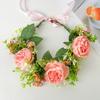 Bridal Headband Artificial Flower Decor Ribbon Lace-up Garland Wedding Ceremony Headband Weddings Travel Fairy Hair Garland Hair