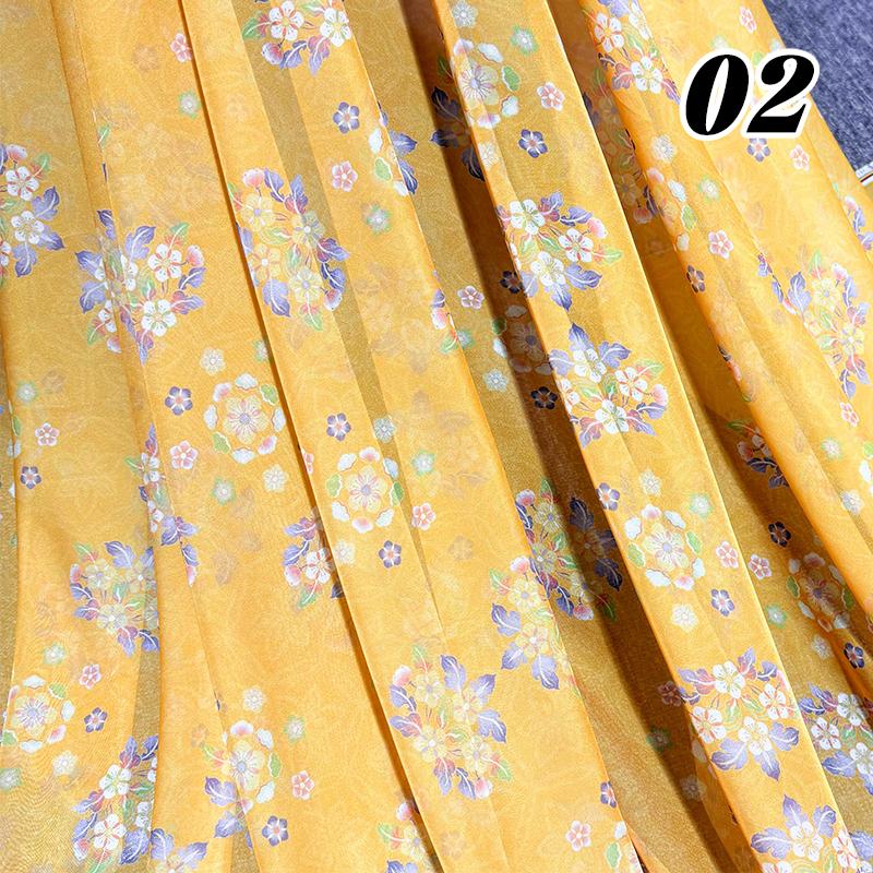 100*150cm Tecido Chiffon Floral Estilo Chinês Grupo de Chá Estampa Floral Tecido DIY Vestido Hanfu Fantasia de Dança de Casamento Decoração