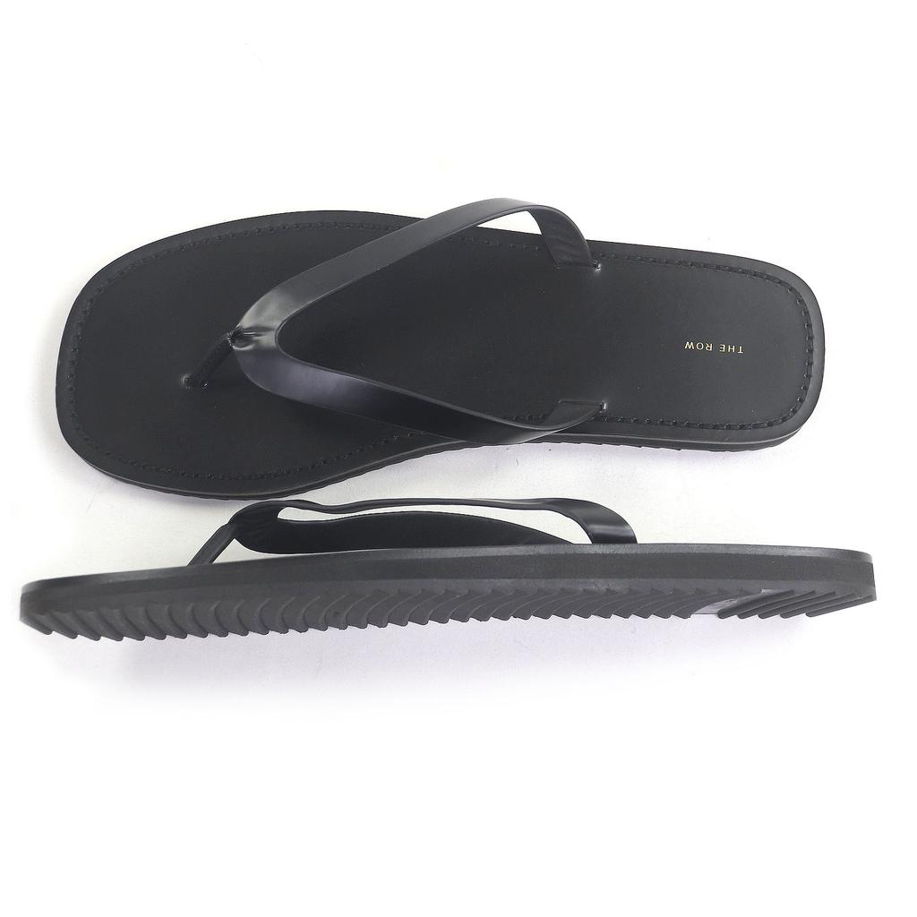 Doskonałe sandały plażowe THE ROW CITY FLIP FLOP japonki czarna skóra męskie 46 Używane
