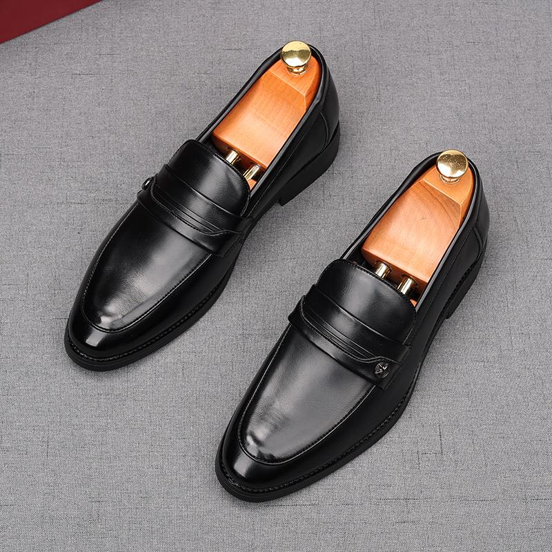 

Мода Новое поступление Мужские лоферы Заостренный черный Комфорт Деловые туфли-балетки Мужская дизайнерская обувь для выпускного вечера Свадебное платье 38