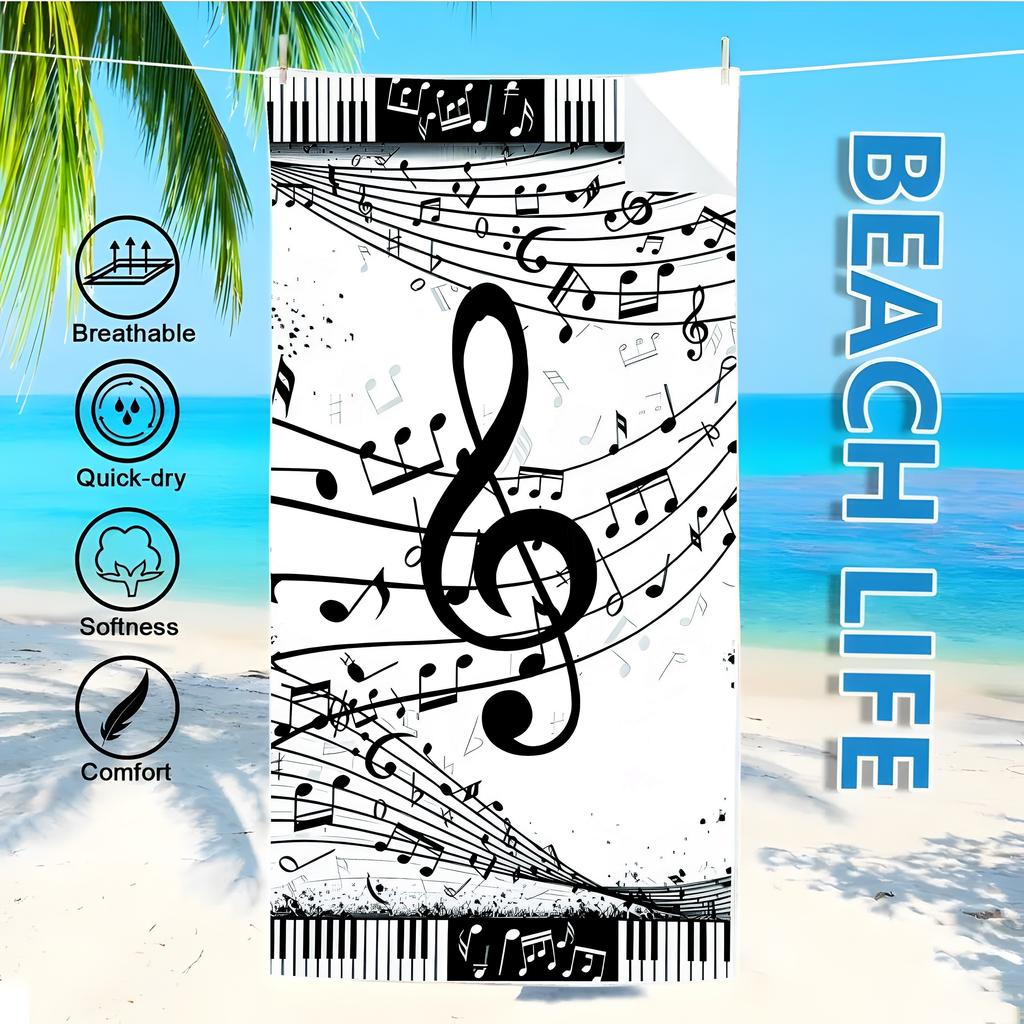 Music-Themed Beach Towel: Ideal for Beach & Music Lovers Suitable for towels, bath towels, beach towels