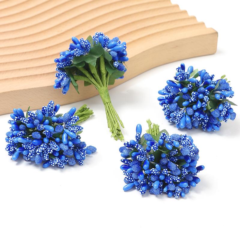 12 STK/Parti Kunstig Blomst Små Bær Pollenbærer Stilk av Ståltråd/Bryllupsblader DIY Krans Roser Kunstig Blomst