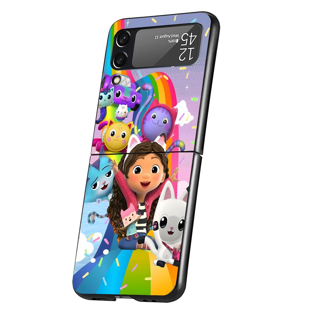 Cartoon Gabbys Dollhouse Cover Phone Case For Samsung Galaxy Z Flip 7 6 5 4 3 5G Flip7 Flip6 Flip5 Flip4 Flip3 Black Fundas Shel