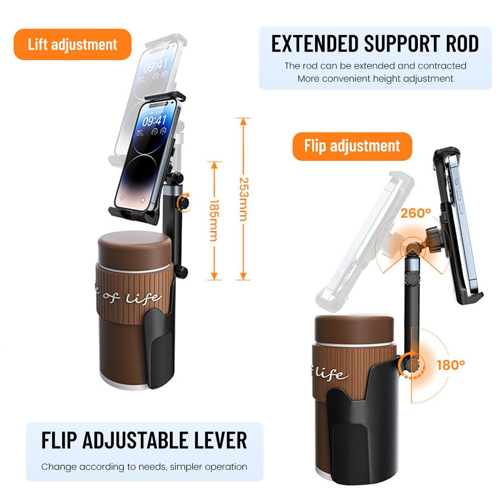 Car Cup Holder Mount Universal Phone/Tablet Holder for Center Console Long Joint Position