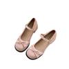French evening breeze bow thick heel Mary Jane shoes women's 2025 summer new versatile small retro shoes