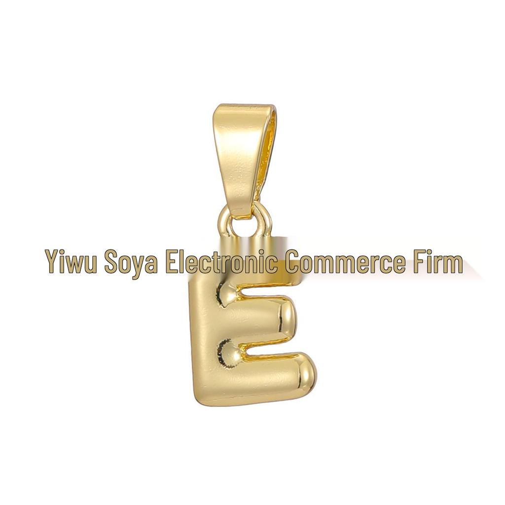18k Gold-Plated Brass Mini Bubble Letter Pendant Necklace, DIY Personalized with 26 English Letters.