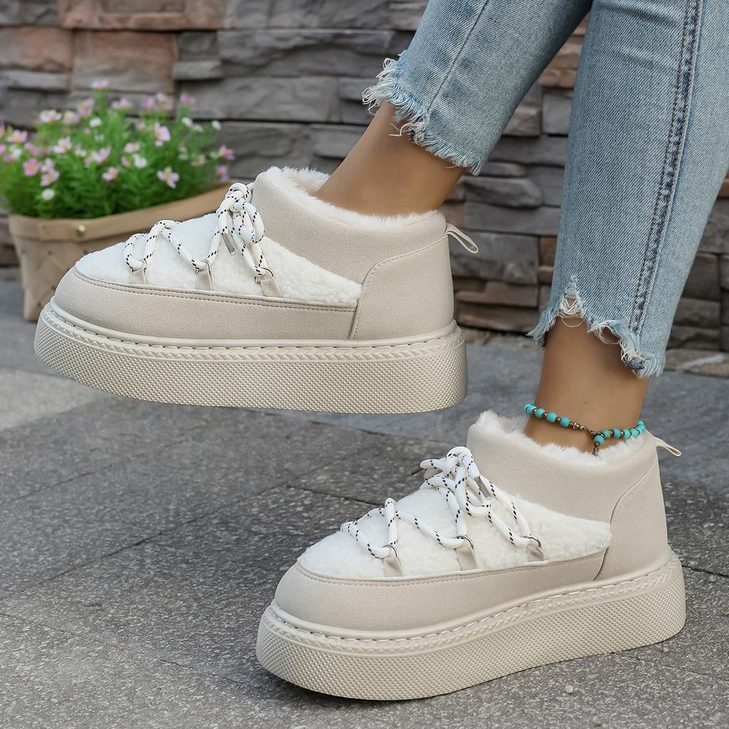 Women's thickened warm not tired feet a foot stirrup thick bottom height comfortable waterproof non-slip leisure snow boots cotton shoes