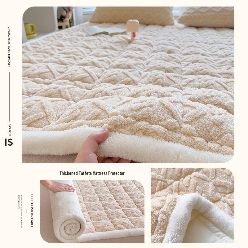 Winter Milk Velvet Mattress Topper for Dorms - Thick Coral Fleece Pad for Single Beds